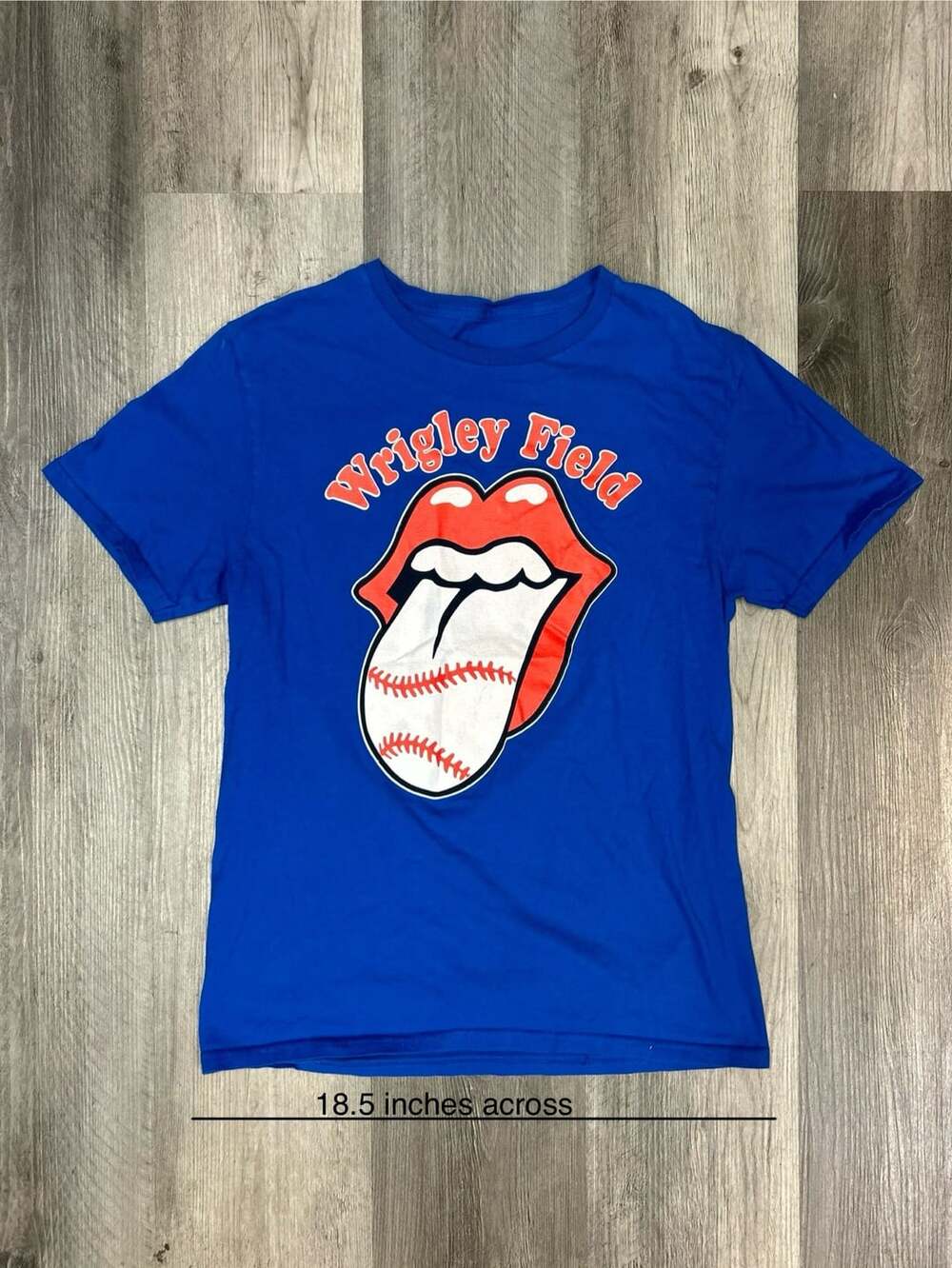 Chicago Cubs Wrigley Field Rolling Stones Baseball T-Shirt Blue